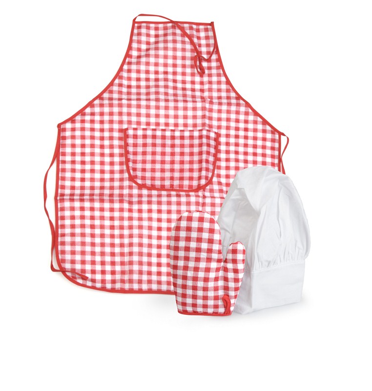 Egmont Apron, Chef's Hat and Mit - Red Gingham