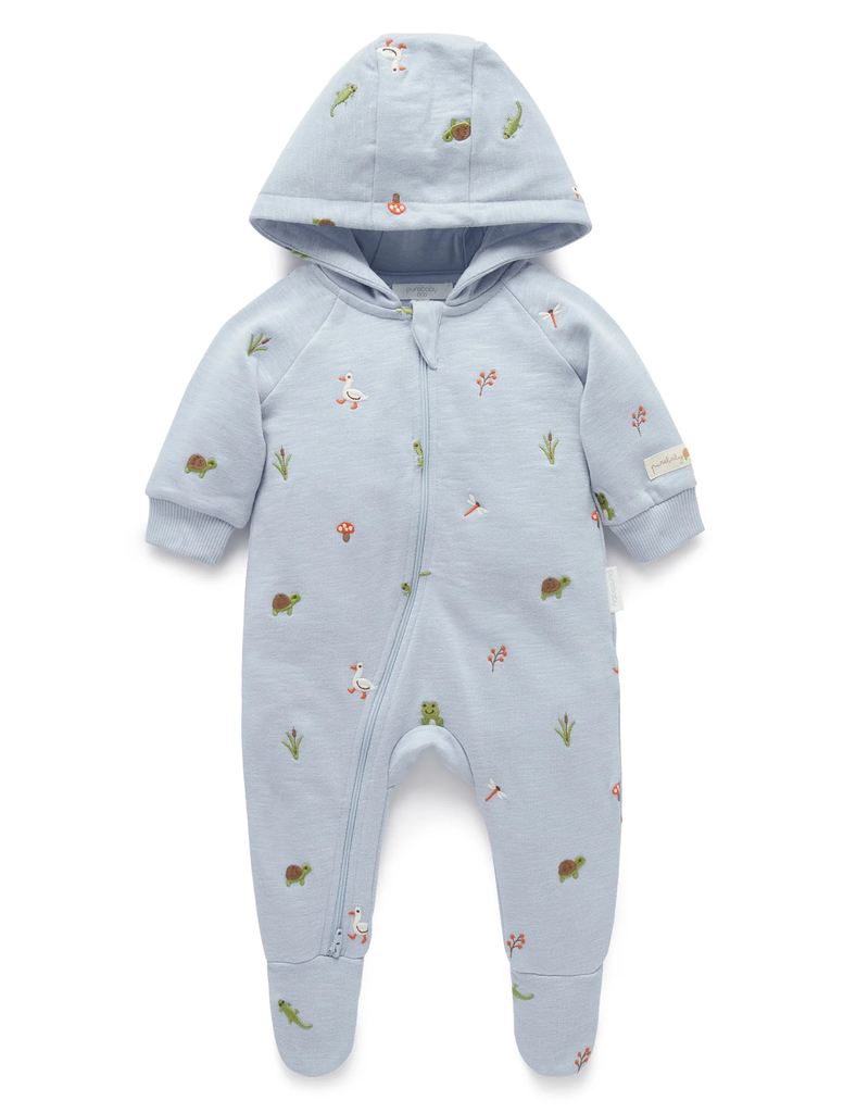 Embroidered Fleecy Growsuit - Sky River