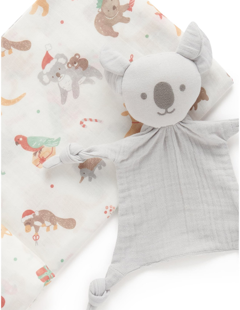 Koala Christmas Muslin Comforter & Wrap Set