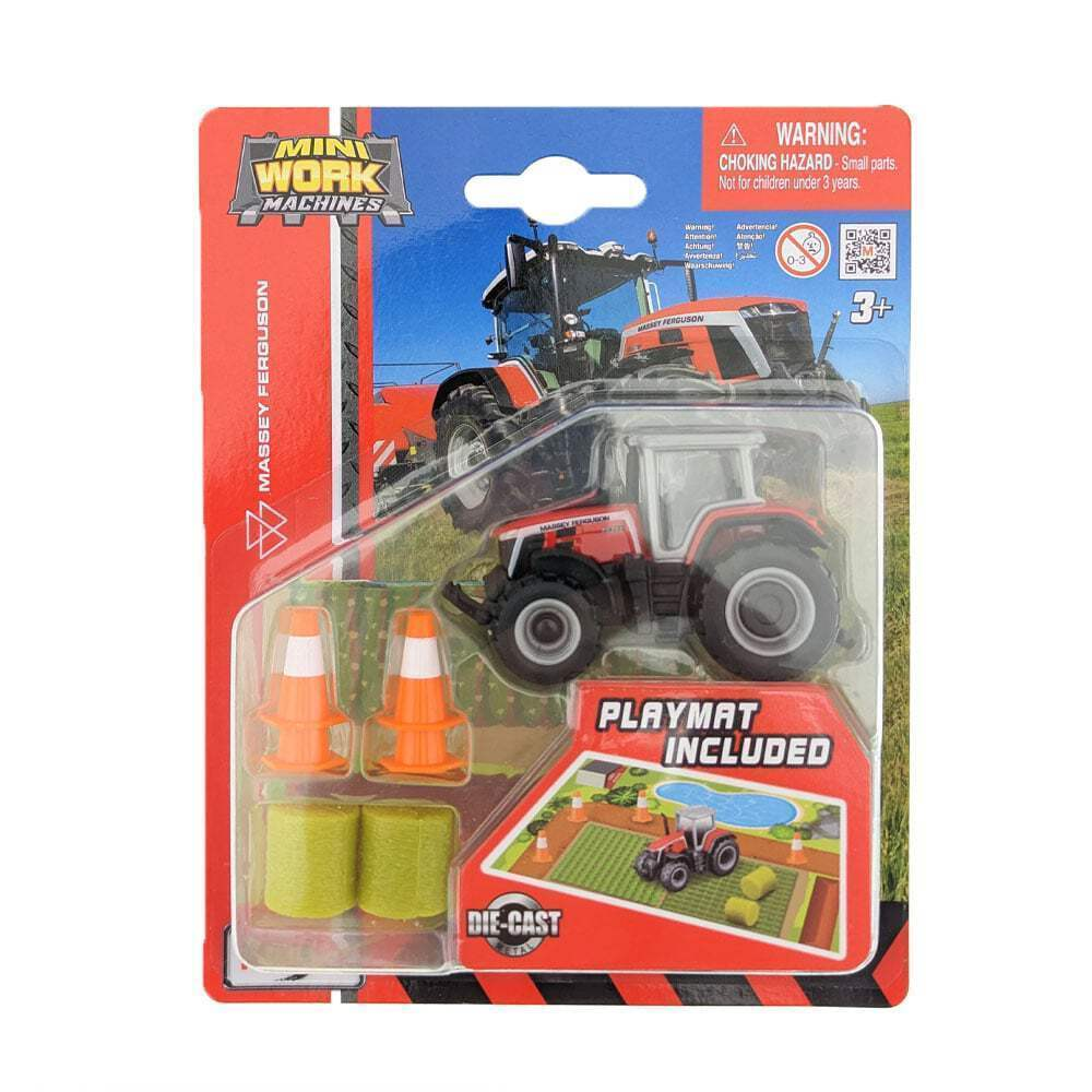 Mini Work Machines 3" Farm Tractor Play Set with Playmat