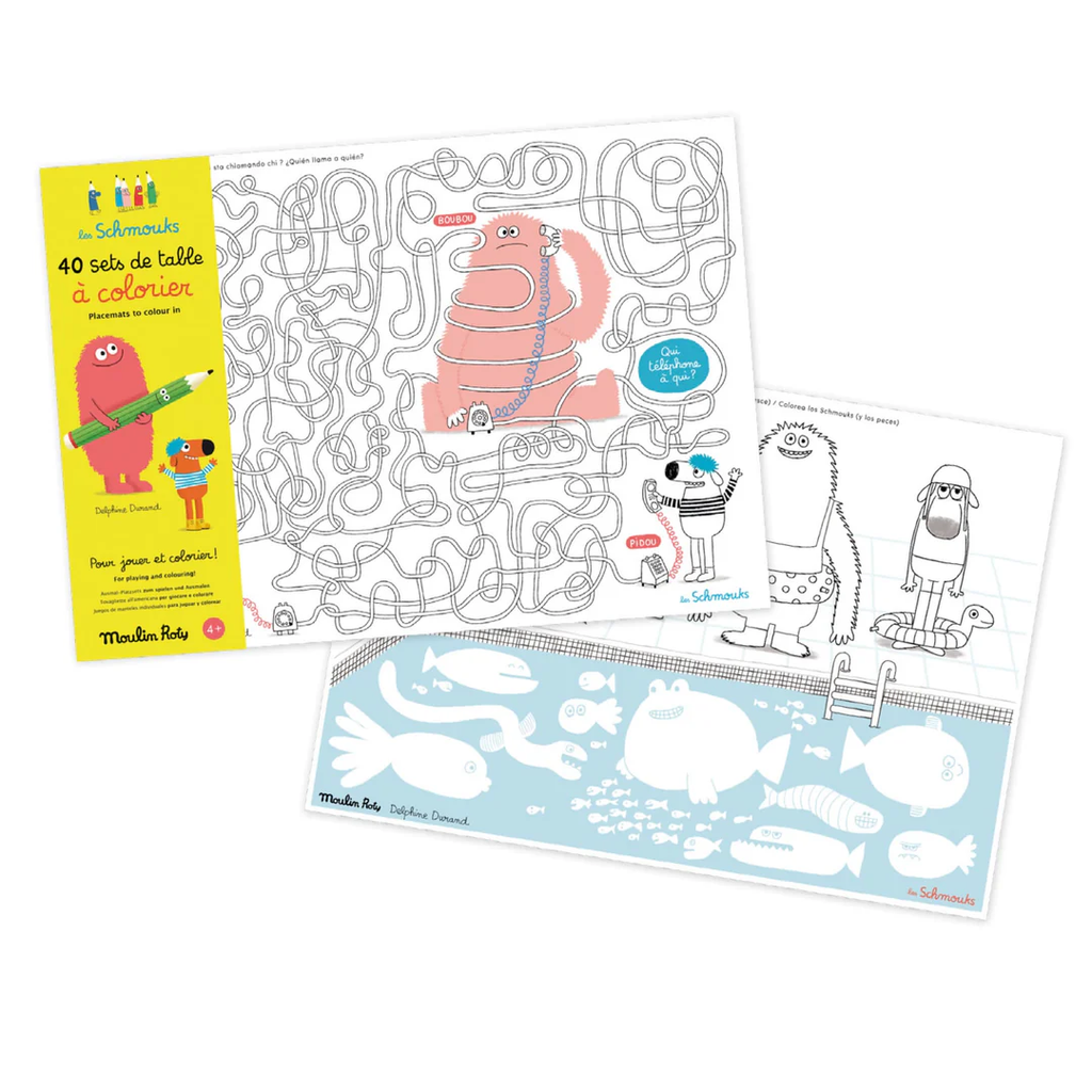 Moulin Roty Les Schmouks 40 placemats to colour