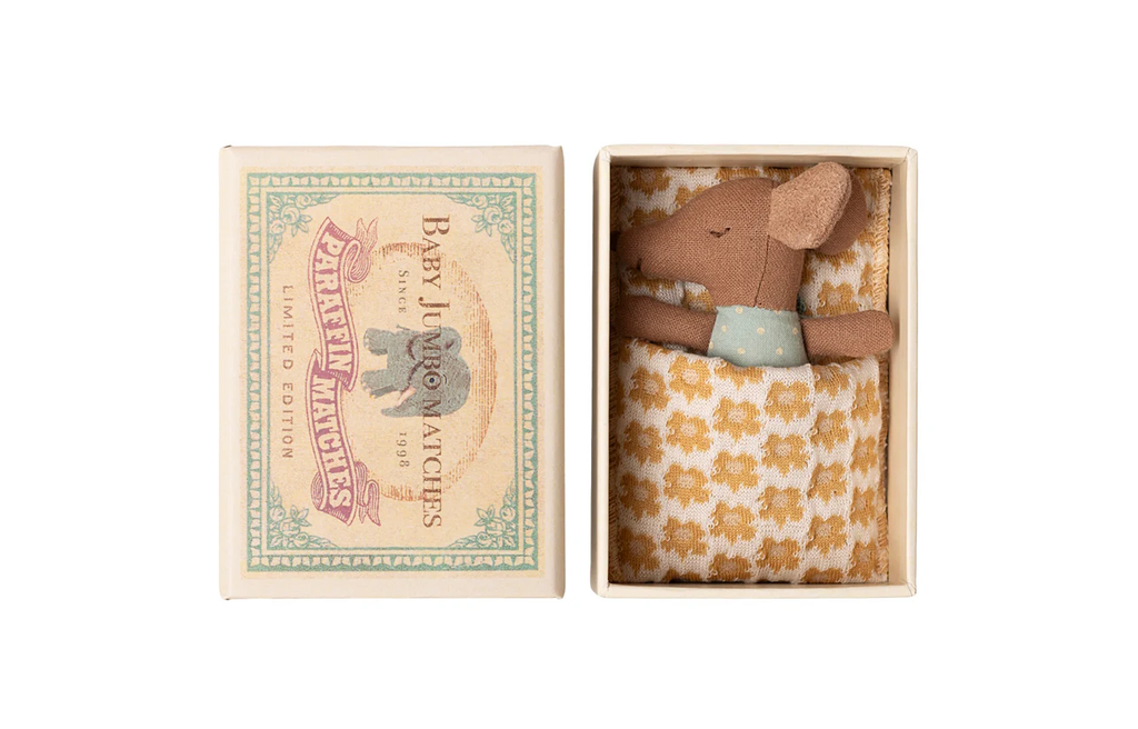 Maileg Sleepy Wakey Baby Mouse in Matchbox 2025 - Blue