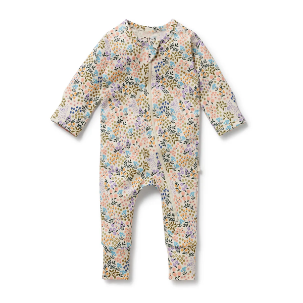 Tiny Bloom Organic Cotton Zipsuit with Feet