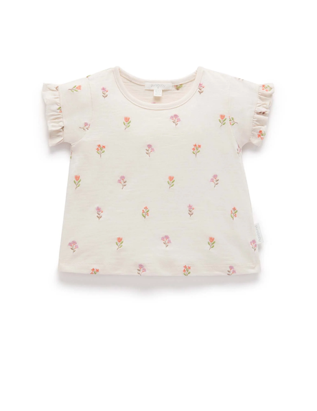 Ruffle Tee Cloud Sprig Broderie + Ruffle shorts - faded denim set