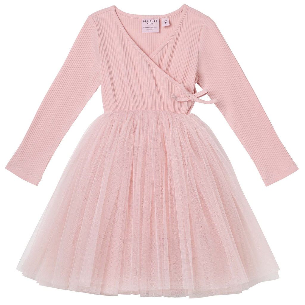 Ballet Pink Long Sleeve Rib Tutu Dress