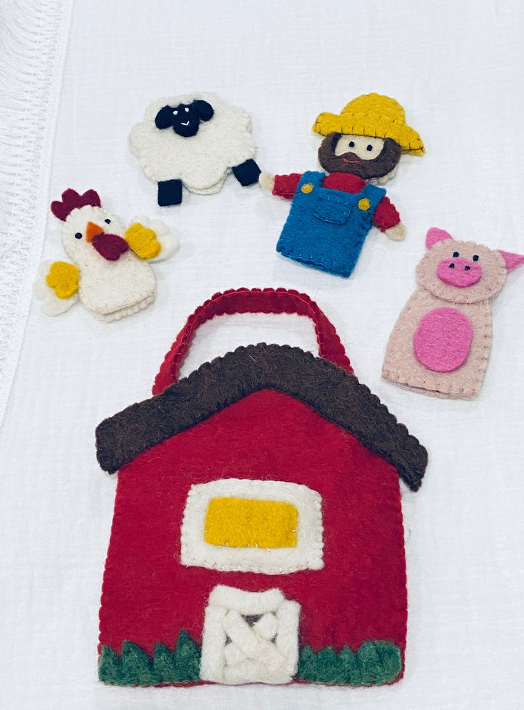 Farmyard finger puppet bag