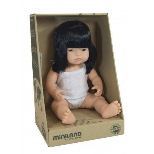 Miniland Doll - Anatomically Correct Baby, Asian Girl, 38 cm