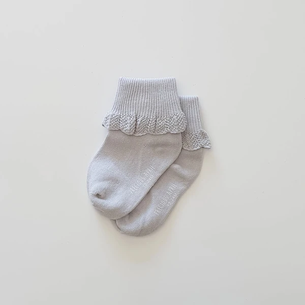 Poppie Ruffle Socks - Soft Grey