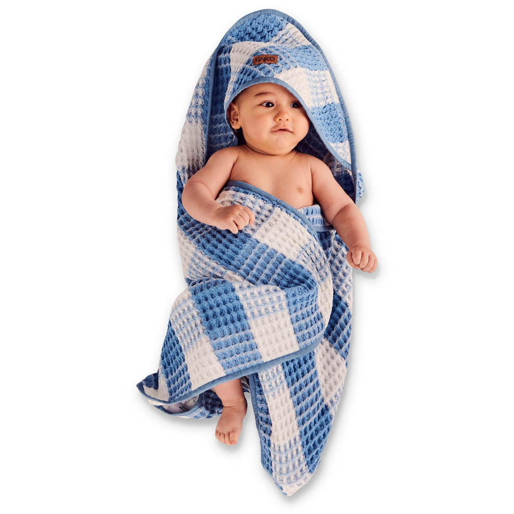 Blue Skies Tartan Waffle Baby Towel