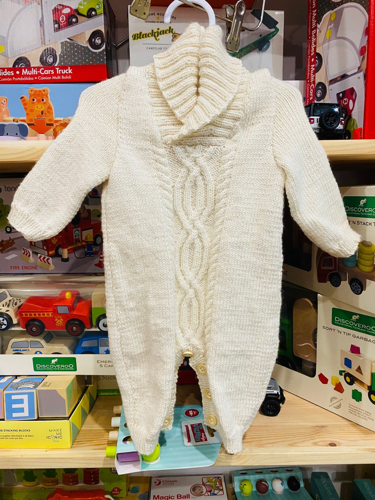 Merino Wool Handknit Romper - Ivory