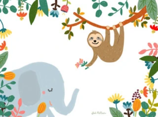 Elephant and sloth card
