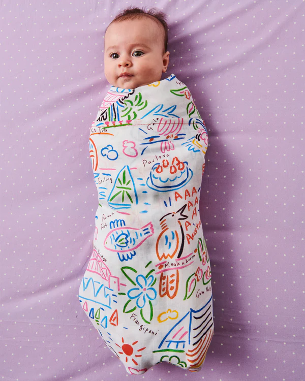 Ken Done Animals and Icons Bamboo Swaddle