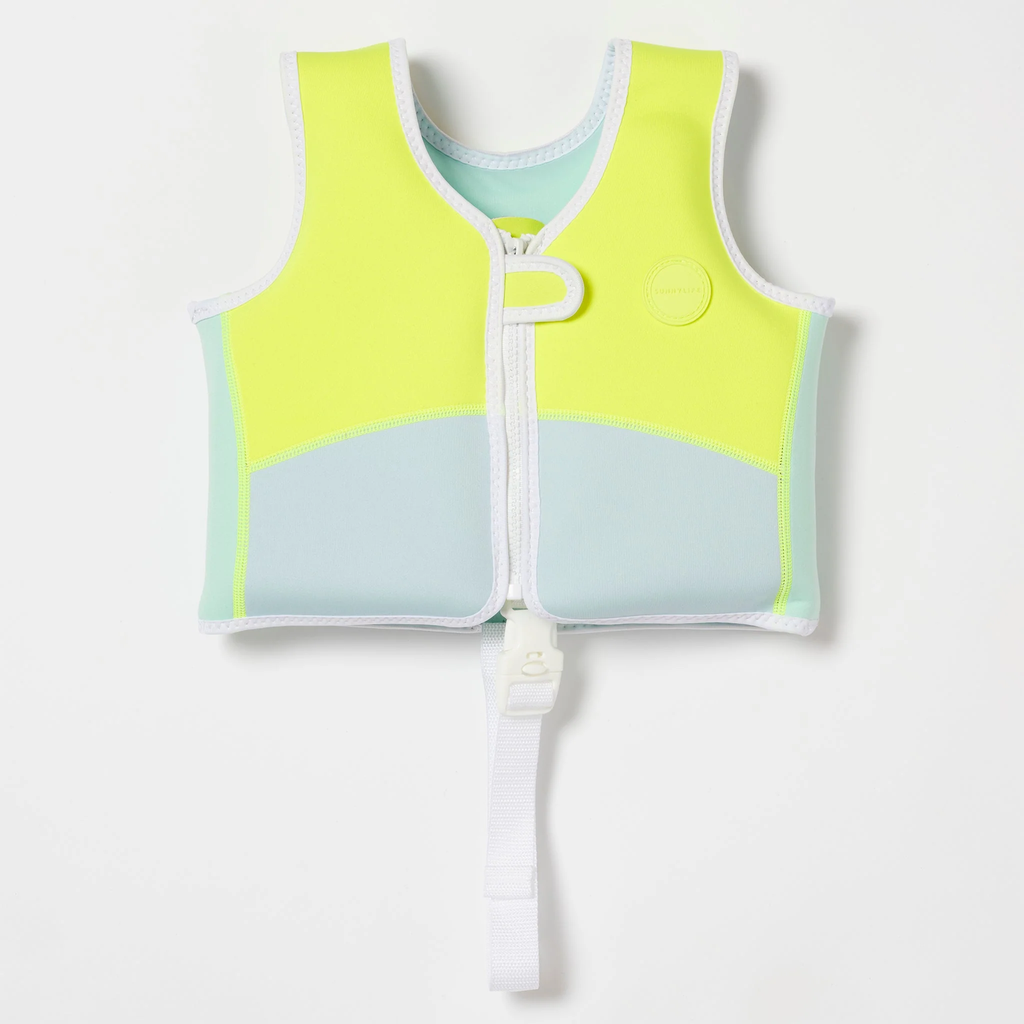 Salty the Shark Swim Vest Aqua Neon Yellow