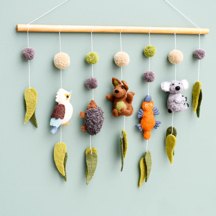 Australian Animals Nursery cot Mobile Straight hanging.