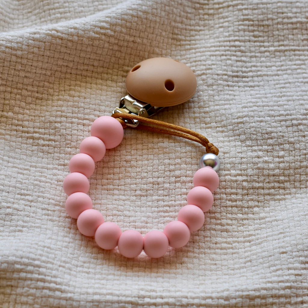Silicone Dummy Clip - Baby Pink