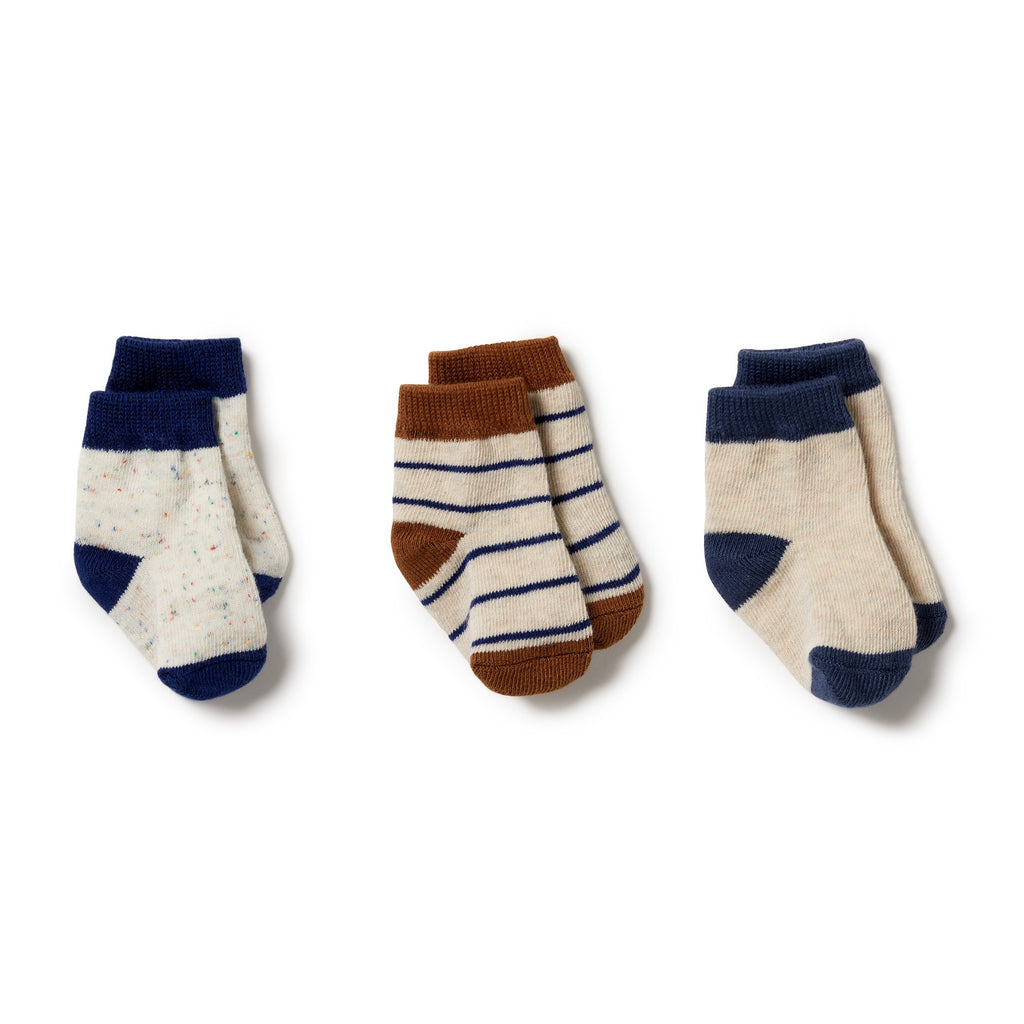 Organic Baby Socks - Deep Blue/Dijon/Blue Depths