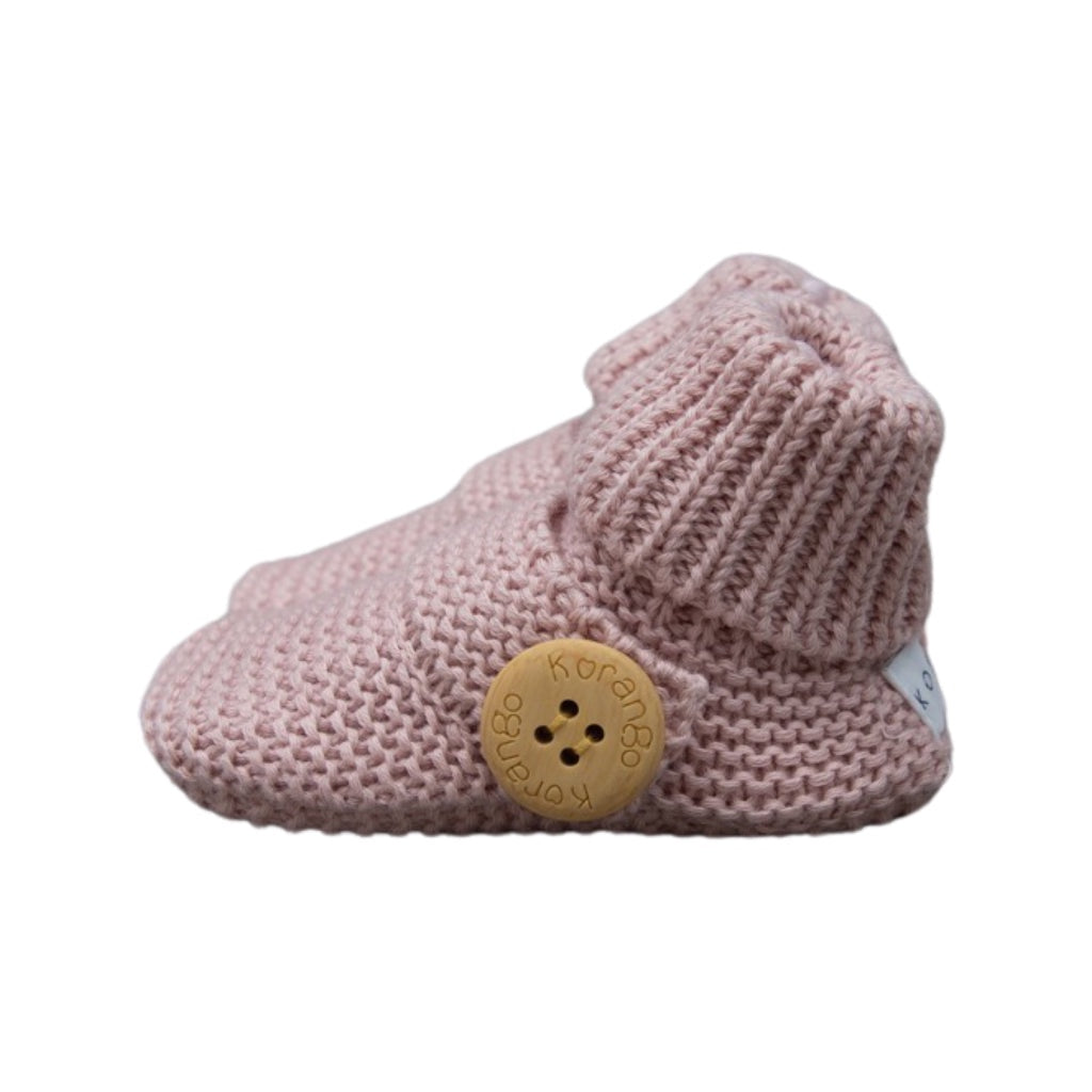 Knitted Button Booties - Blush