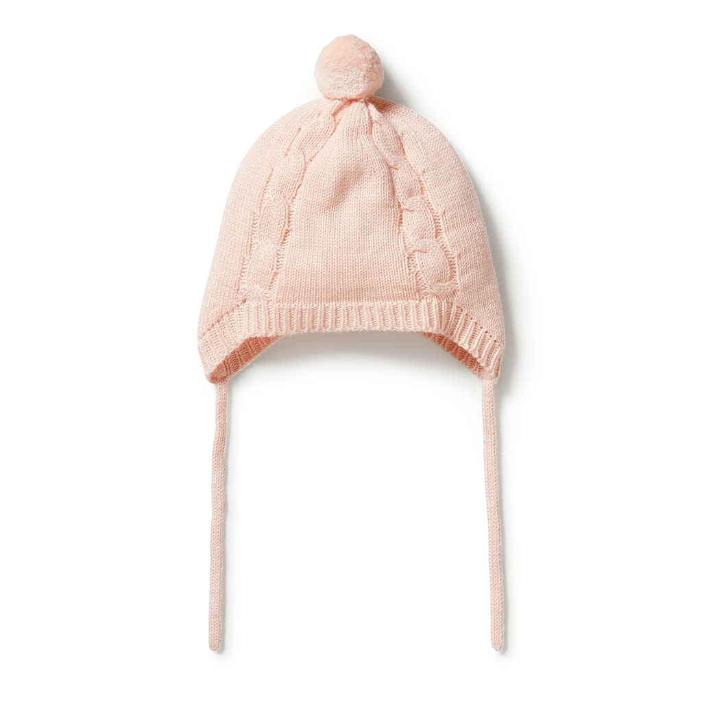 Cable Knit Bonnet - Blush