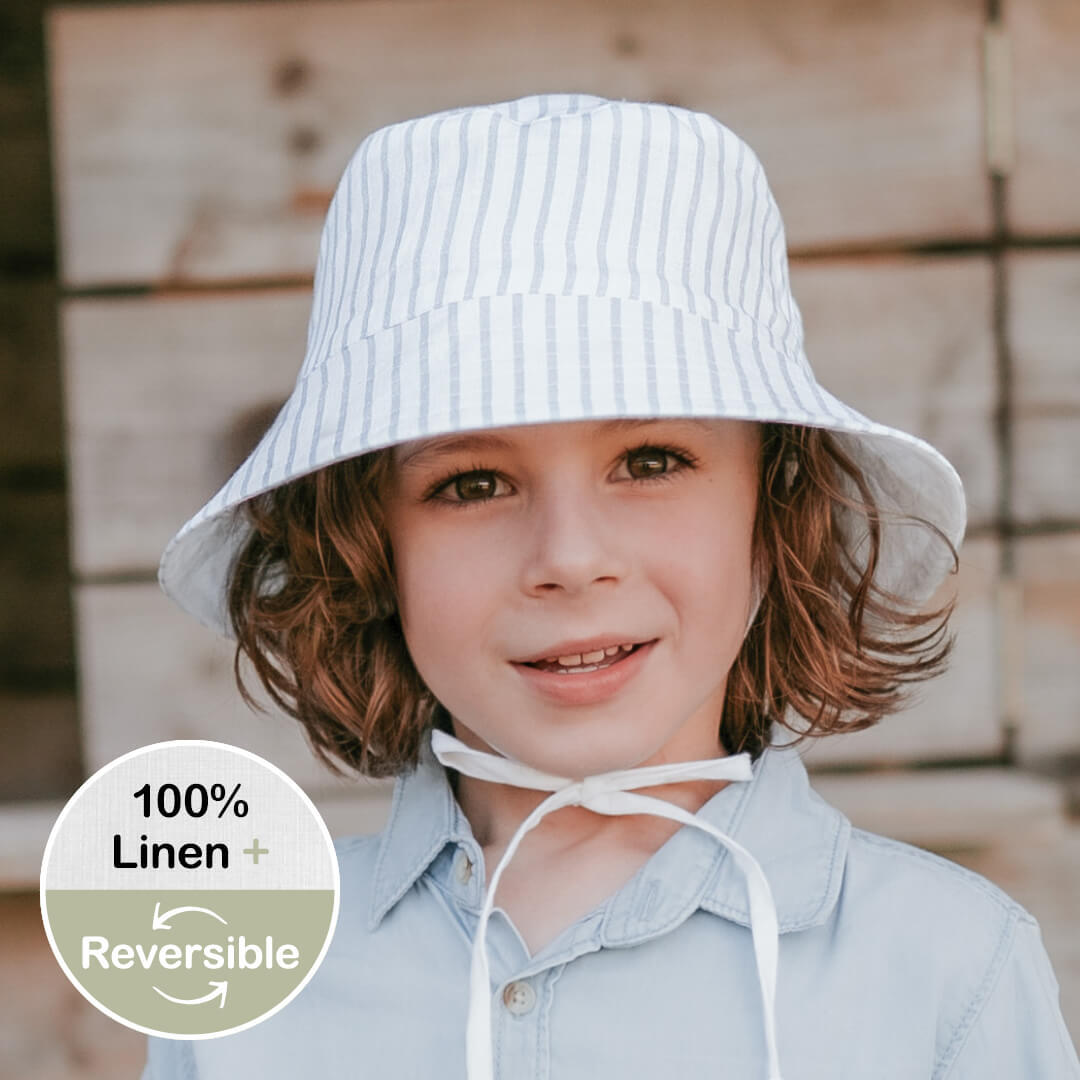 Kids Reversible Sun Hat - Finley/Blanc