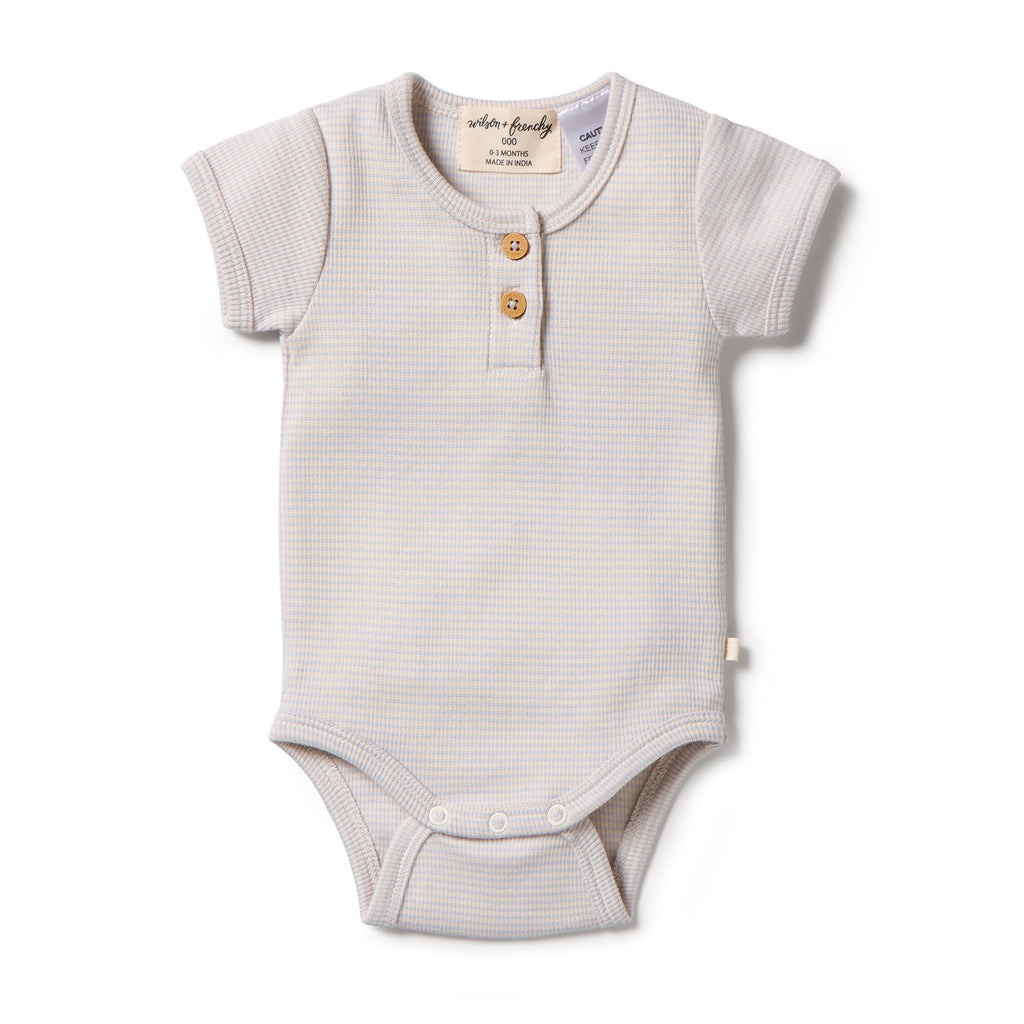 Organic Rib Henley Bodysuit - Dawn