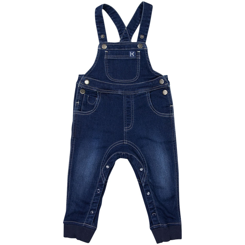 Denim Knit Overalls - Dark Denim