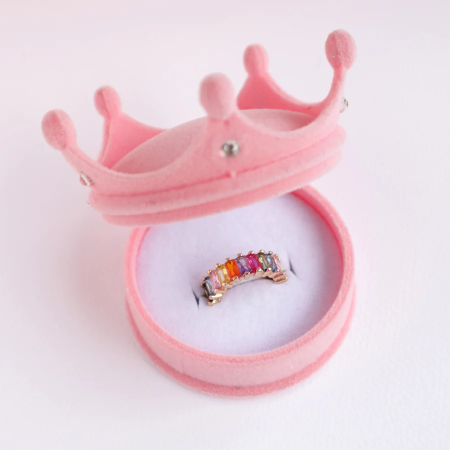 Endless Crystal Rainbow Ring in Crown Box