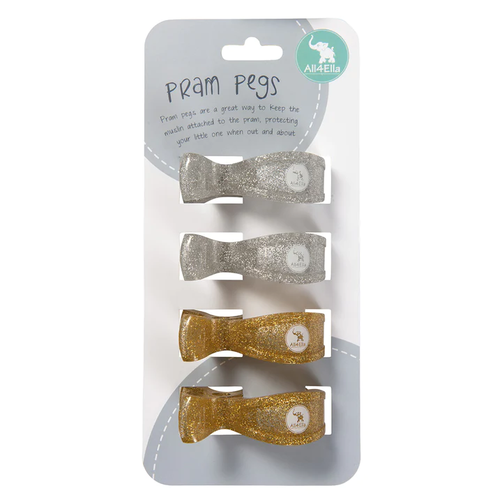 4 Pack Pegs - Silver/Gold Glitter