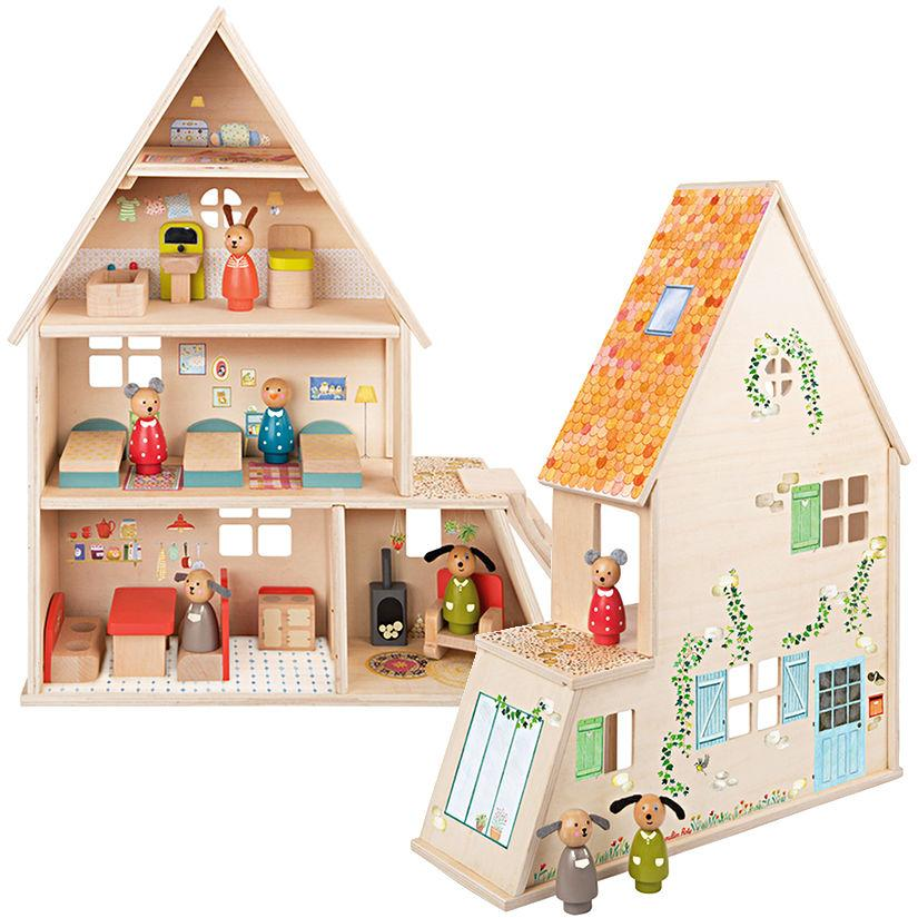 Moulin Roty Grande Famille dolls house and furniture (1 x set of figurines included)