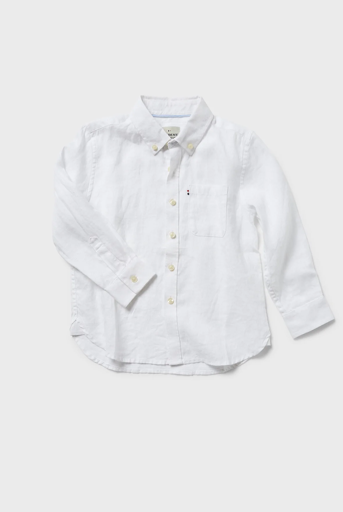 Kids Hampton Linen Shirt - White
