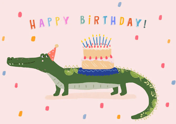 Happy Birthday Crocodile Cake Card