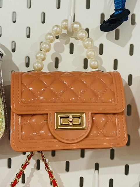 Pearl Jelly Quilted Chain Strap Side Bag - Blush