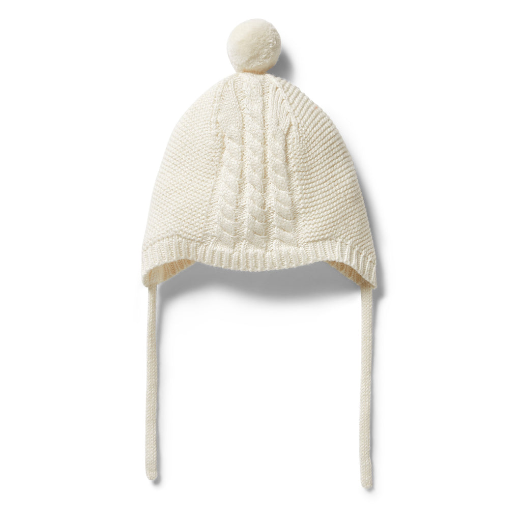 Knitted Cable Bonnet - Gardenia