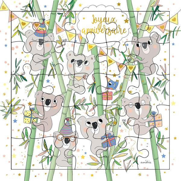 Koala Family (Joyeux Anniversaire) Puzzle Card