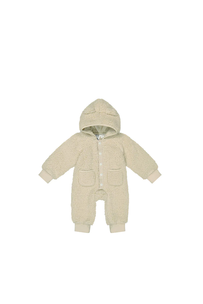 Lenny Sherpa Bear Onesie - Almond