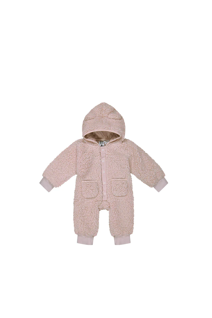 Lenny Sherpa Bear Onesie - Blush