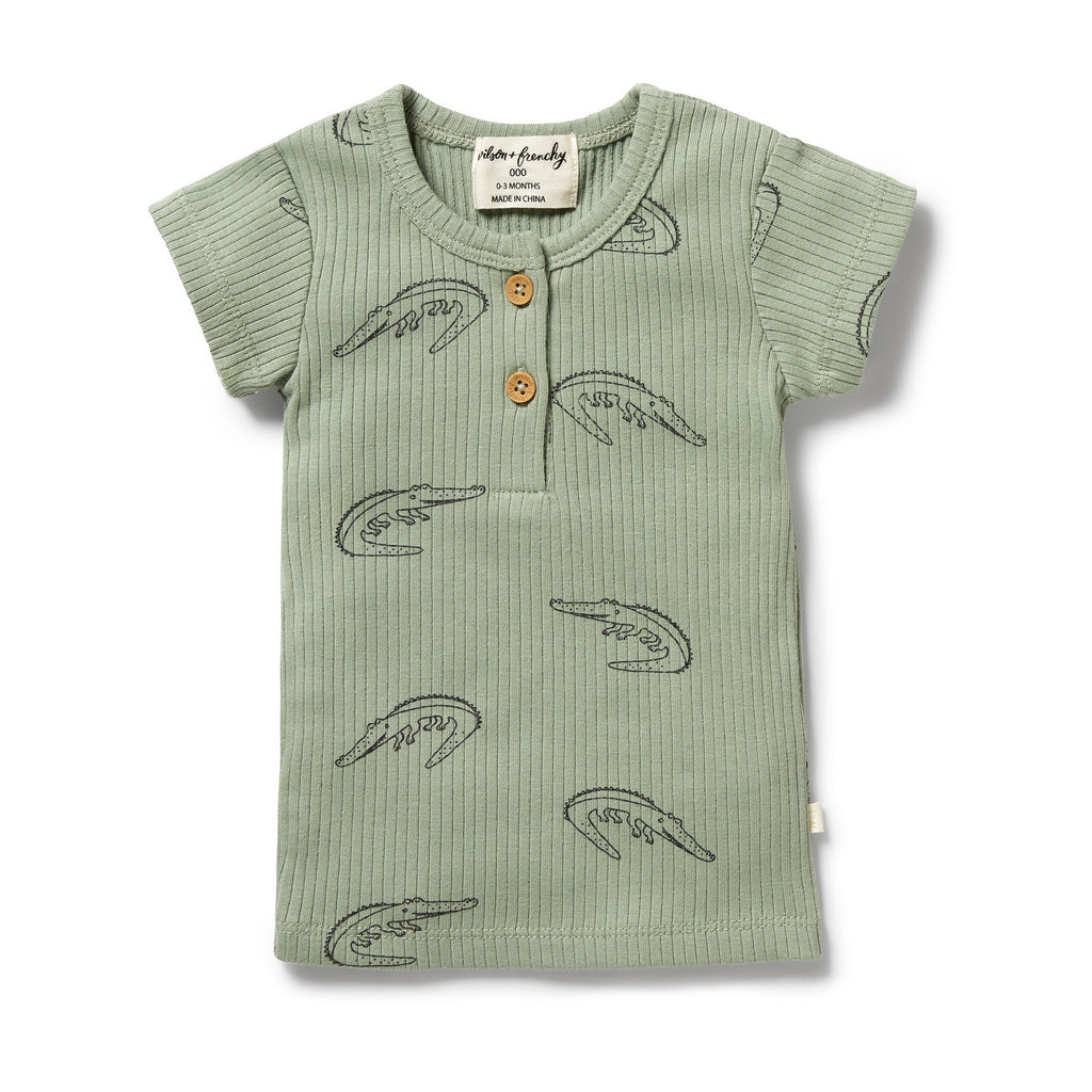 Organic Rib Henley Tee - Little Croc