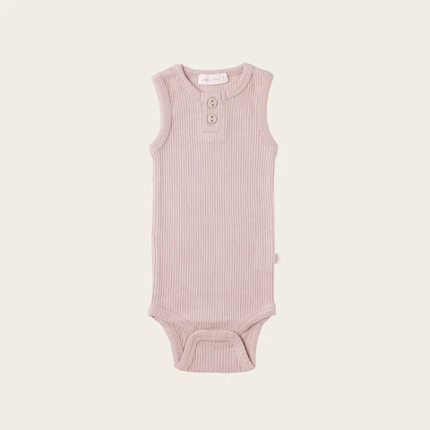 Organic Essential Singlet Sleeveless Bodysuit - Old Rose