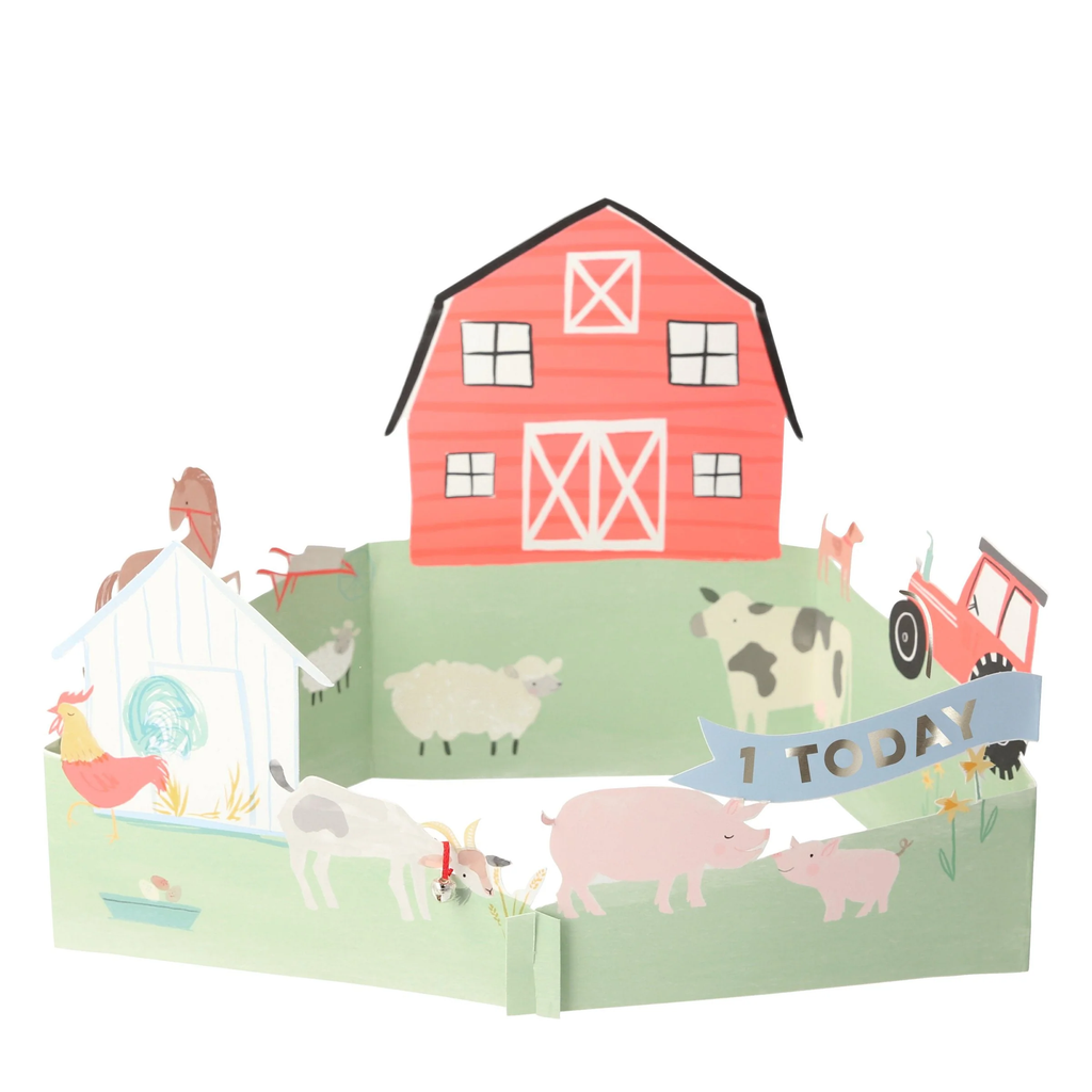 On the Farm 3D Scene Birthday Card