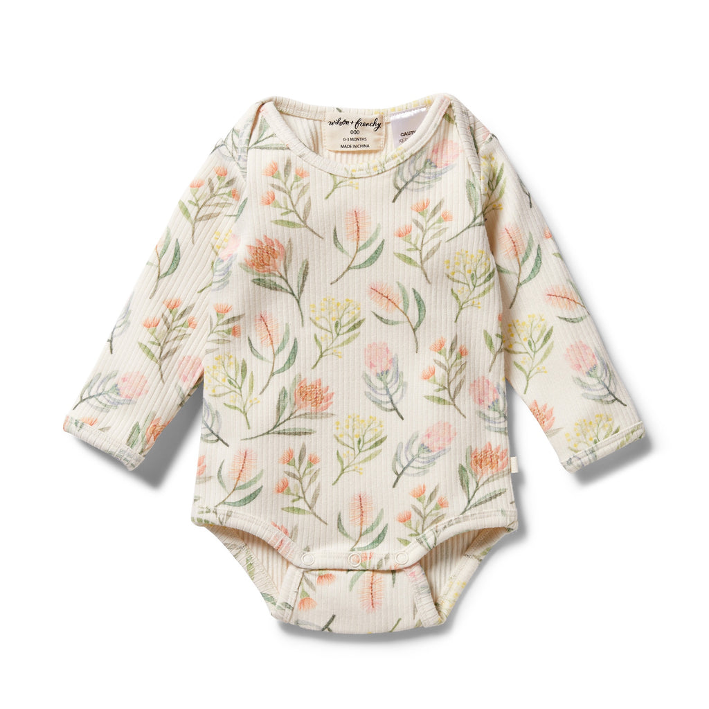 Organic Rib Envelope Bodysuit - Pretty Floral