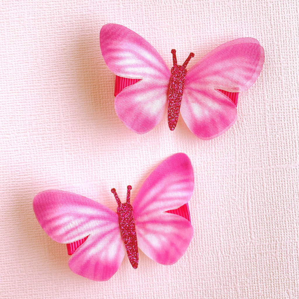 Queen Pink Butterfly Clips - Set of 2