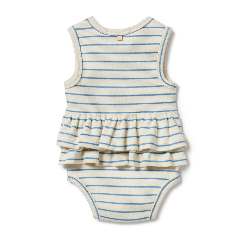 Petit Blue Organic Ruffle Bodysuit