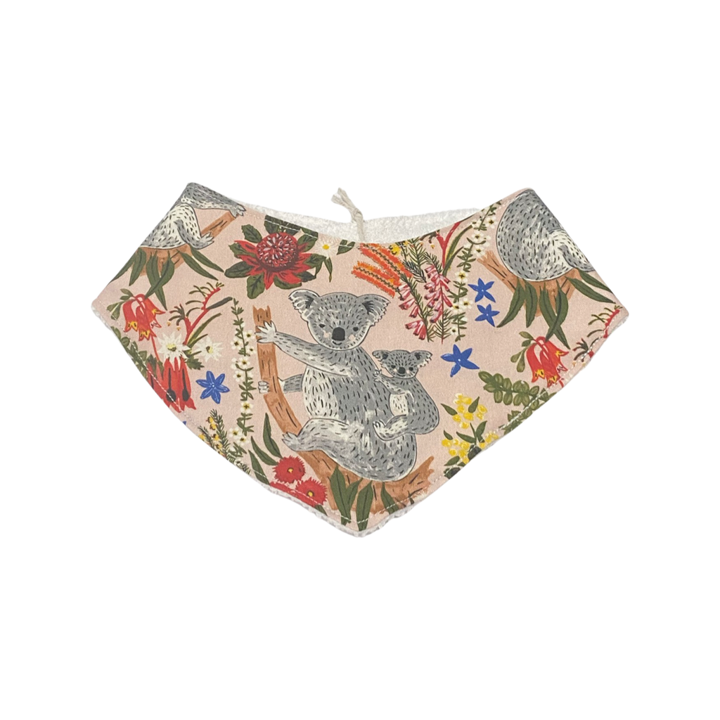 Pink Koala Bib with Australian wildflowers