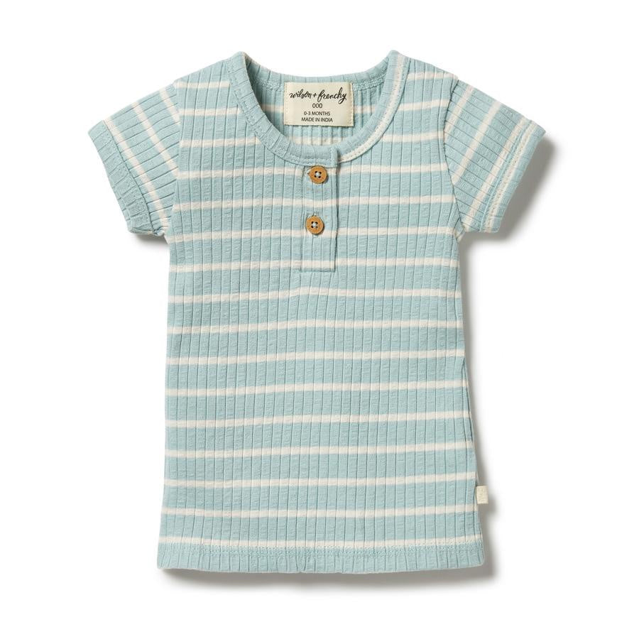 Organic Stripe rib tee pistachio