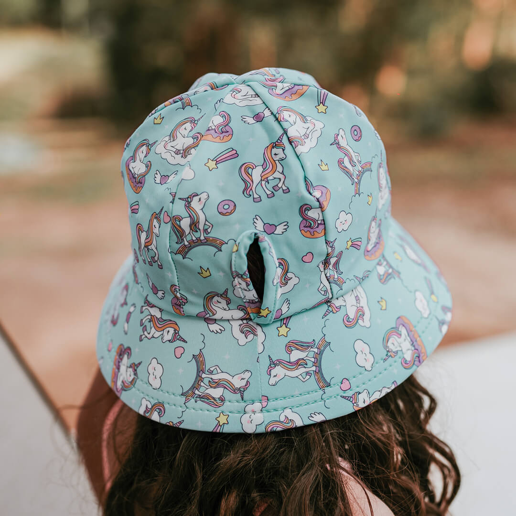 Ponytail Swim Bucket Hat - Unicorn