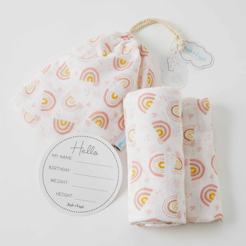 Rainbow Muslin Wrap & Arrival Card