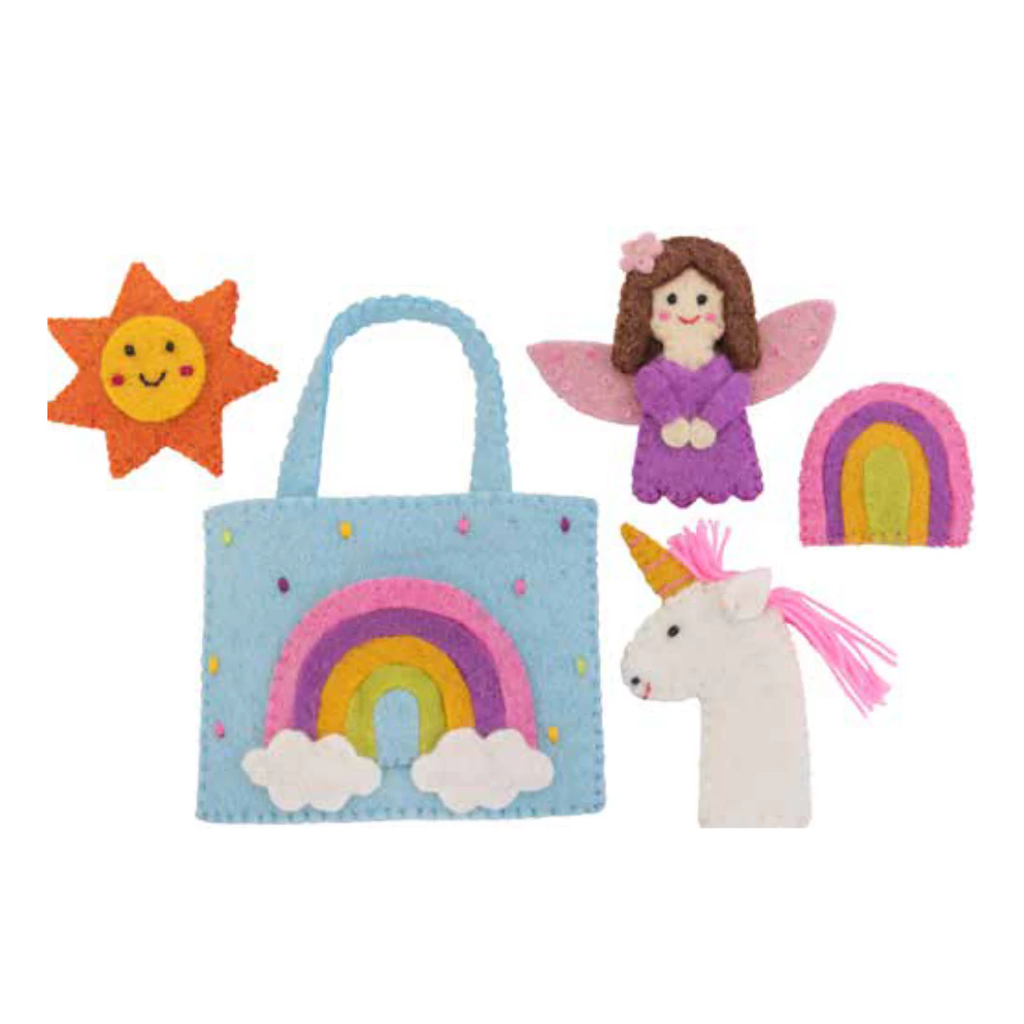 Rainbow playbag with finger puppets