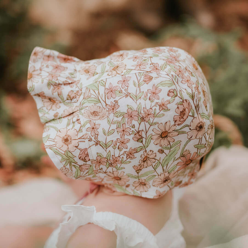 Reversible Ruffle Bonnet - Poppy/Rosa