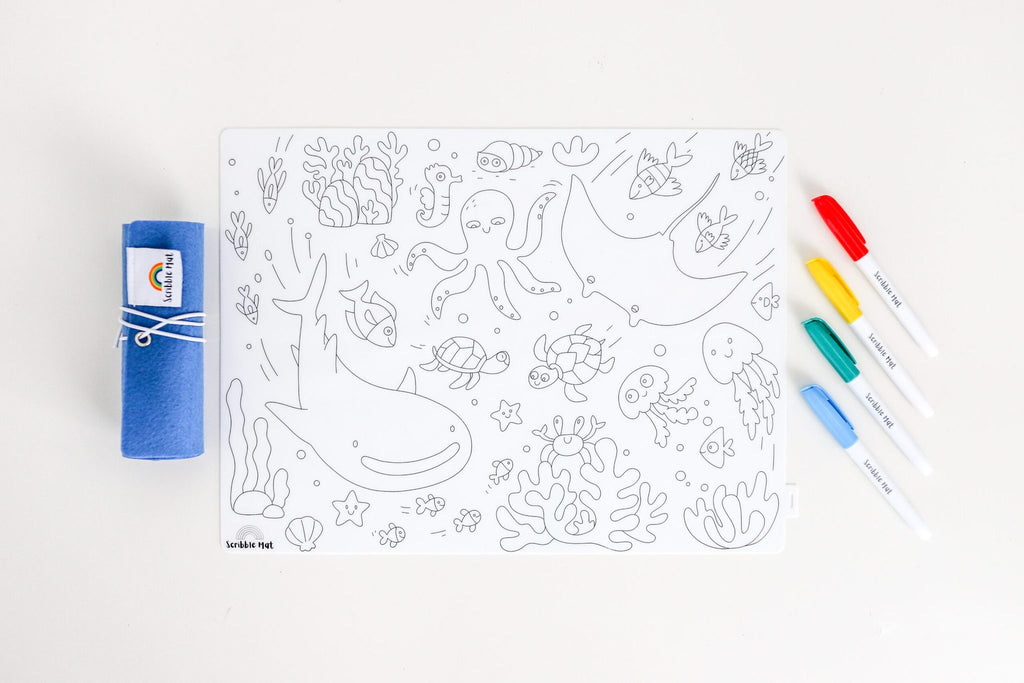 Scribble Mat - Under the Sea - Blue