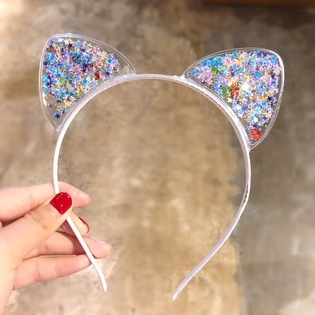 Cat ear star glitter headband - blue
