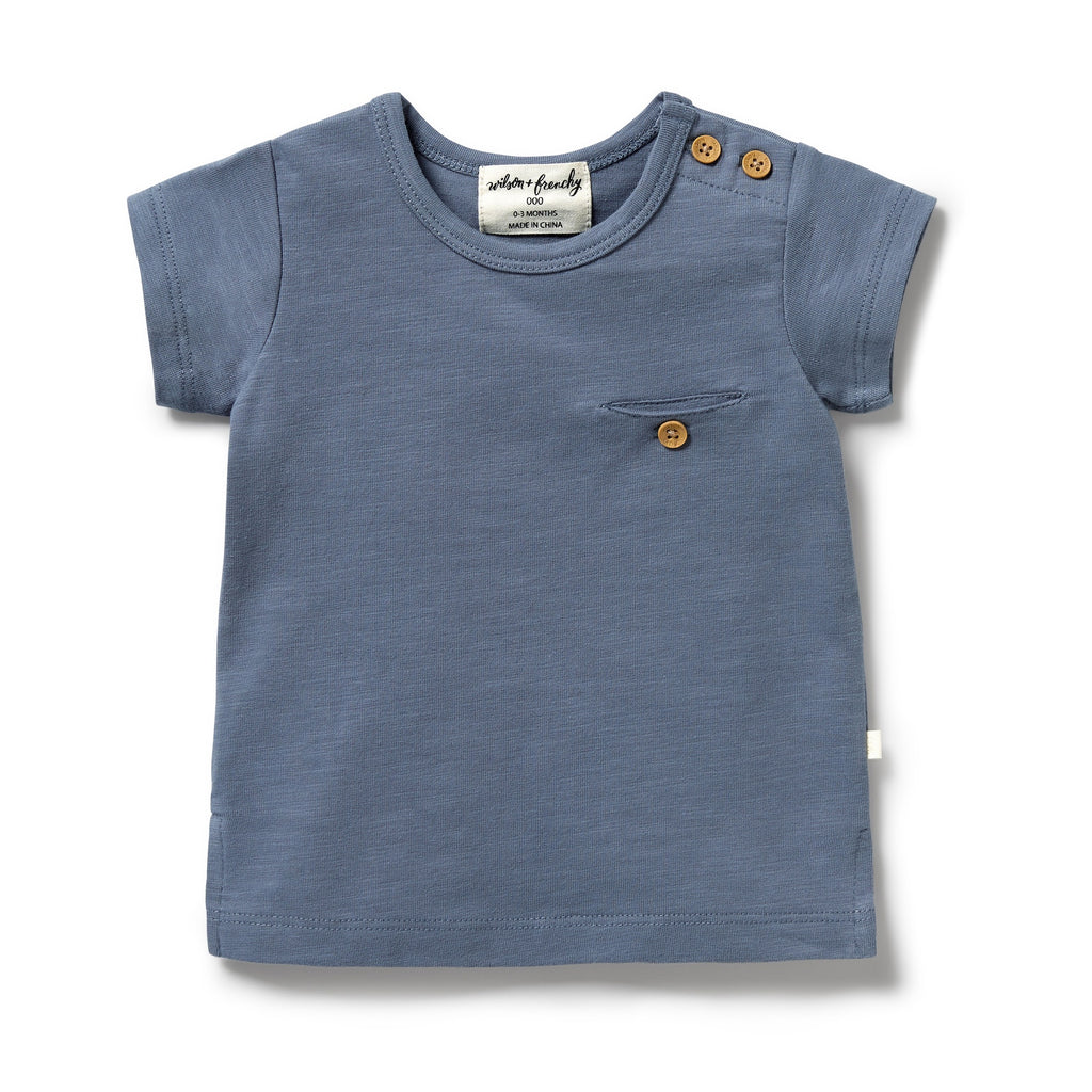 Organic Stripe Pocket Tee - Stone